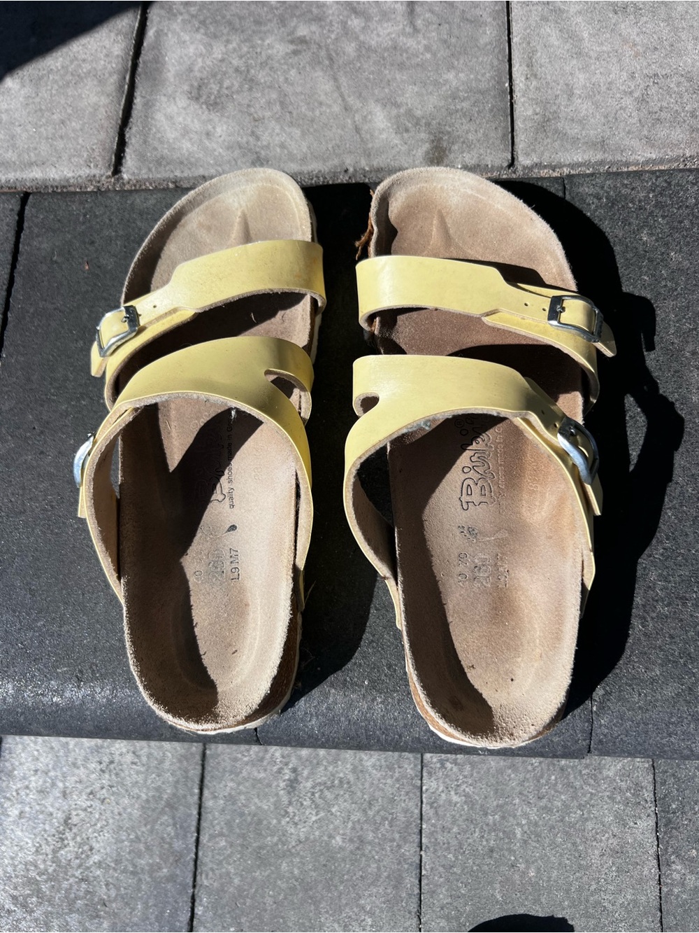 Birkenstock Women's Yellow Double-Buckle Slide Sandals